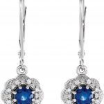 14K White Natural Blue Sapphire & 1/10 CTW Natural Diamond Halo-Style Earrings - 86245