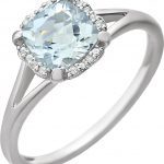 14K White Natural Aquamarine & .05 CTW Natural Diamond Ring - 651952