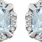 14K White Natural Aquamarine & 1/10 CTW Natural Diamond Earrings - 651954