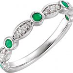 14K White Natural Emerald & 1/6 CTW Natural Diamond Ring - 651989