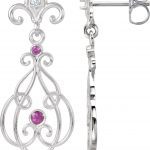 Sterling Silver & 14K White Natural Ruby & .025 CTW Natural Diamond Earrings - 85598