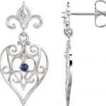 Sterling Silver & 14K White Natural Blue Sapphire & .04 CTW Natural Diamond Earrings - 85596