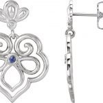 Sterling Silver & 14K White Natural Blue Sapphire Earrings - 85608