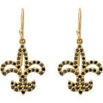 14K Yellow 1/2 CTW Natural Black Diamond Fleur-de-Lis Earrings - 67754