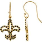 14K Yellow 1/2 CTW Natural Black Diamond Fleur-de-Lis Earrings - 67754