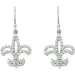 14K White 1/2 CTW Natural Diamond Fleur-de-Lis Earrings - 67752