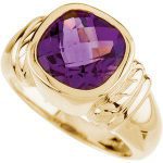 14K Yellow Natural Amethyst Ring - 67696