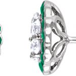 14K White Natural Emerald & 5/8 CTW Natural Diamond Earrings - 651948