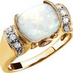 14K Yellow/White Natural White Opal, Natural Pink Tourmaline & 1/6 CTW Natural Diamond Ring - 64556