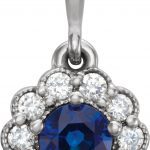 Platinum Natural Blue Sapphire & 1/8 CTW Natural Diamond Pendant - 86253