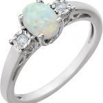 14K White Lab-Grown Opal & .04 CTW Natural Diamond Ring - 651544