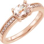 14K Rose Natural Pink Morganite & 1/10 CTW Natural Diamond Ring - 652020