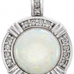 Platinum Natural White Opal & 1/10 CTW Natural Diamond Pendant - 86285