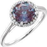 14K White Lab-Grown Alexandrite & .05 CTW Natural Diamond Ring - 71632