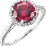 14K White Lab-Grown Ruby & .05 CTW Natural Diamond Ring - 71632