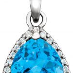 Platinum Natural Swiss Blue Topaz & 1/10 CTW Natural Diamond Pendant - 86281