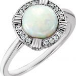 Platinum Natural White Opal & .08 CTW Natural Diamond Ring - 71805