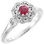 14K Yellow/White Natural Ruby & 1/10 CTW Natural Diamond Ring - 71781