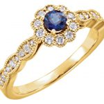 14K Yellow Natural Blue Sapphire & 1/4 CTW Natural Diamond Ring - 71793