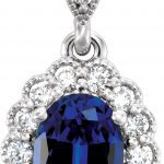 Platinum Lab-Grown Blue Sapphire & 1/5 CTW Natural Diamond Pendant - 86279