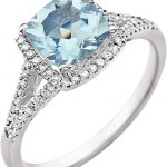 14K White Natural Aquamarine & 1/5 CTW Natural Diamond Ring - 652046