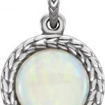 Platinum Natural White Opal Pendant - 86283