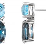 Platinum Natural London Blue Topaz, Natural Swiss Blue Topaz & .01 CTW Natural Diamond Earrings - 86308