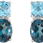 Platinum Natural London Blue Topaz, Natural Swiss Blue Topaz & .01 CTW Natural Diamond Earrings - 86308