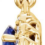 14K Yellow Lab-Grown Blue Sapphire & 1/5 CTW Natural Diamond Pendant - 86279