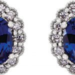 14K White Lab-Grown Blue Sapphire & 1/3 CTW Natural Diamond Earrings - 86278