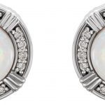 Platinum Natural White Opal & 1/8 CTW Natural Diamond Earrings - 86284