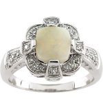 14K White Natural White Opal & 1/5 CTW Natural Diamond Ring - 65363