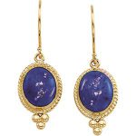 14K Yellow Natural Lapis Earring - 65386