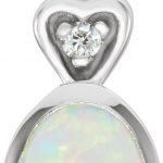 14K White Natural White Opal & .02 CT Natural Diamond Bezel-Set Pendant - 65187