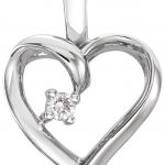 14K White .02 CT Natural Diamond Heart Pendant - 60734