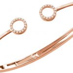 14K Rose 1/6 CTW Natural Diamond Circle Hinged Cuff 7" Bracelet - 652145