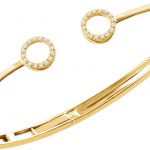 14K Yellow 1/6 CTW Natural Diamond Circle Hinged Cuff 7" Bracelet - 652145