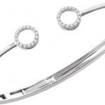 14K White 1/6 CTW Natural Diamond Circle Hinged Cuff 7" Bracelet - 652145