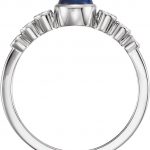 14K White Natural Blue Sapphire & 1/6 CTW Natural Diamond Bezel-Set Ring - 71826