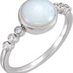 14K White Natural Opal & 1/10 CTW Natural Diamond Ring - 71824