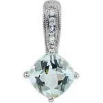 14K White Natural Aquamarine & .03 CTW Natural Diamond Pendant - 69648