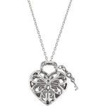 Sterling Silver 1/10 CTW Natural Diamond Heart Lock 18" Necklace - 69461