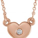 14K Rose .03 CTW Natural Diamond Heart 16" Necklace - 86335