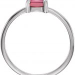 14K White 6 mm Round Natural Pink Tourmaline Cabochon Ring - 71686