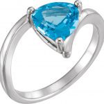 14K White Natural Swiss Blue Topaz Ring - 71809