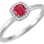 Platinum Lab-Grown Ruby & .04 CTW Natural Diamond Halo-Style Ring - 122746