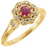 14K Yellow Natural Ruby & 1/10 CTW Natural Diamond Ring - 71781