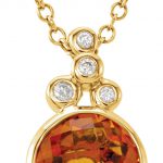 14K Yellow Checkerboard Natural Citrine & .04 CTW Natural Diamond 18" Necklace - 66966