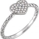 Platinum 1/8 CTW Natural Diamond Heart Rope Ring - 122881