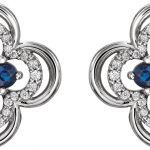 Platinum Natural Blue Sapphire & 1/5 CTW Natural Diamond Clover Earrings - 86370